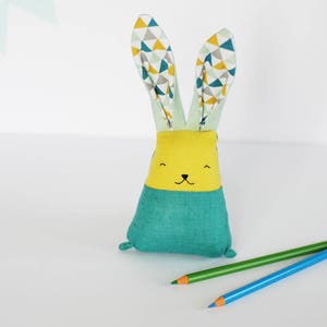 Bunny baby socks bird set, baby boys gift set, baby wool socks, stuffed rabbit toy image 10