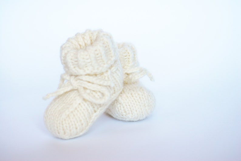 Baby pure merino wool booties, baby first hand knitted wool shoes, booties organic sheep wool eco slippers image 3