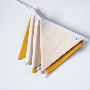 Linen Triangle Flag Bunting: Boho Wedding Shower Garland