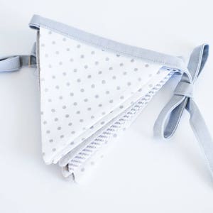 Monochrome white grey bunting banner, fabric flags garland gift for new mom image 1