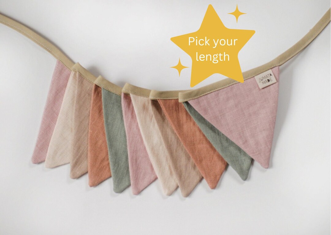 Guirlande De Fanions En Tissu 2,7m - Décoration Chambre Enfant - 10 Drapeaux Triangles