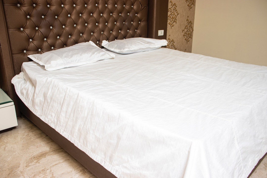 Dupioni Silk King Size White Duvet Cover With Two Pillow Etsy