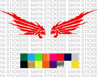 2 x unique wings and skull bike and helmet sticker compatible with Honda motorcycles