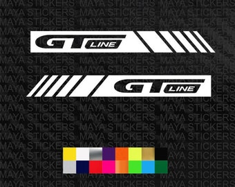 2 x GT Line stripe sticker for cars . 8 x 0.9 inch