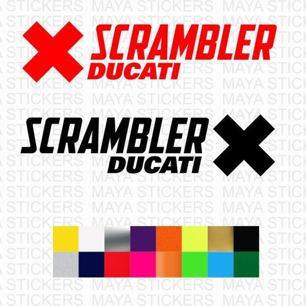 Pair of 2 ducati scrambler logo stickers