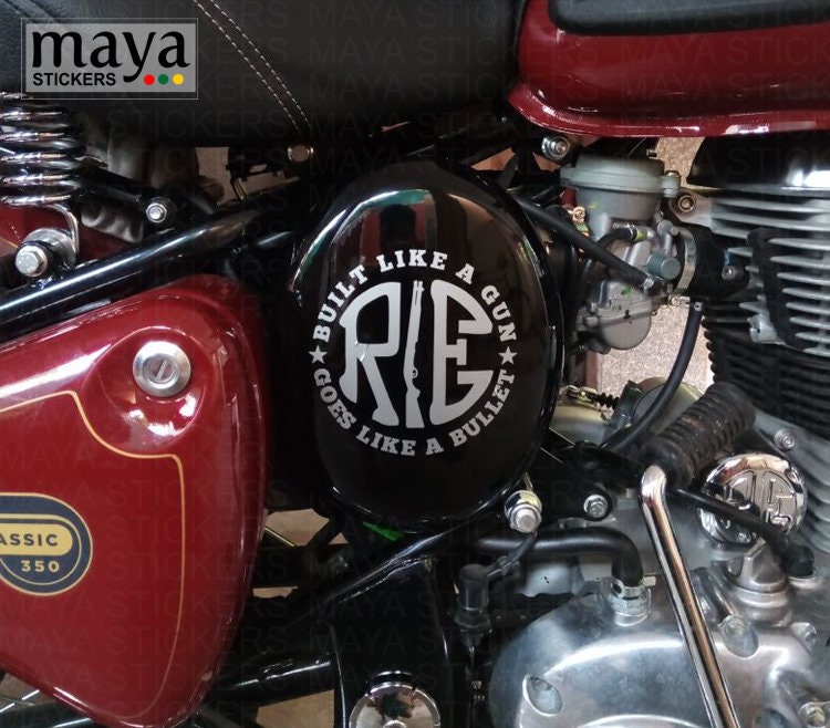 Royal Enfield Made Like a Gun Design Sticker in Multiple Colors