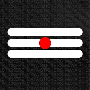 May include: A white symbol with three horizontal lines and a red circle in the center. The symbol is on a black background.