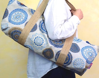 Yoga mat Uk, Pilates mat carrier, lightweight yoga sling, mandala yoga bag, yoga gift for her