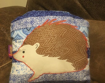 Hedgehog gift, hedgehog cushion, hedgehog reading pillow, bookworm gift,  reading corner, gift for booklovers, hedgehog lovers gift, books