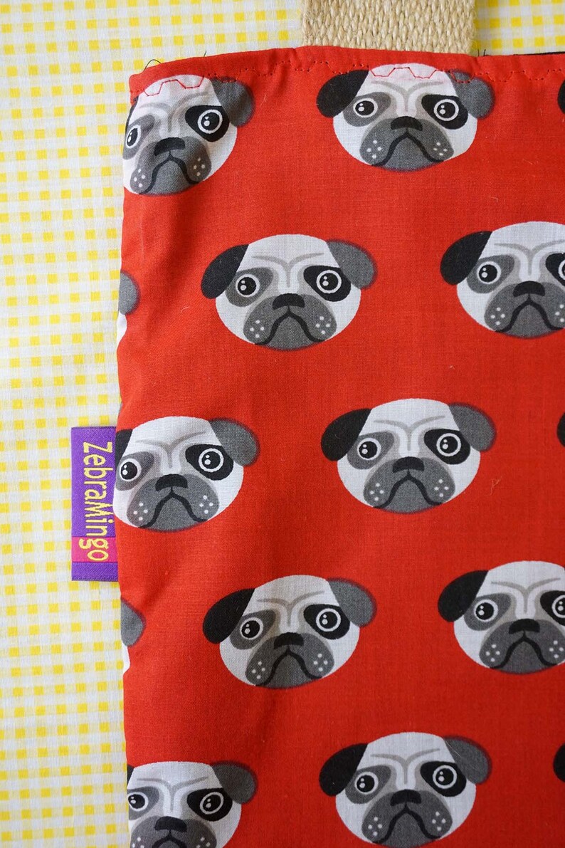 For dog lovers Pug themed Bag-in-a-bag handy bag in its own pouch.
