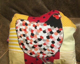 Chicken cushion, chicken reading pillow, bookworm gift, chicken gift, reading corner, gift for booklovers, poultry, farm animals, chicken