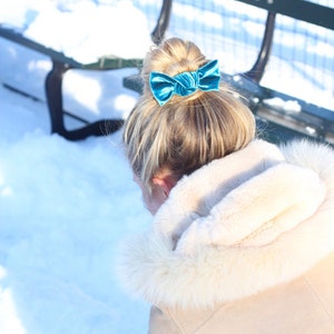 Teal Velvet Bun Bow image 1