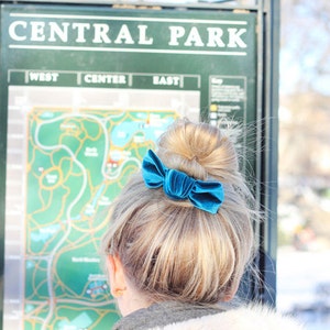 Teal Velvet Bun Bow image 3