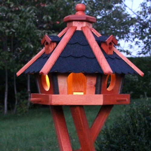 Large Birdhouse With Stand and Solar Lighting Type 24 Etsy