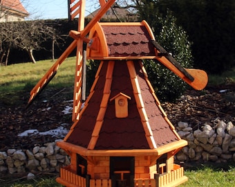 Große Windmühle, Windmühlen, Windmill aus Holz mit Solarbeleuchtung Typ 18.1