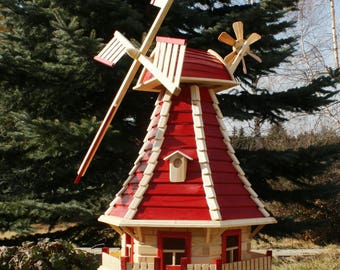 1.30 m large windmill, windmills, wooden windmill with solar lighting type 3.1