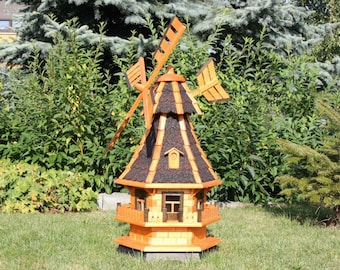 Windmühle, Windmühlen, Windmill aus Holz mit Solarbeleuchtung Typ 4.1