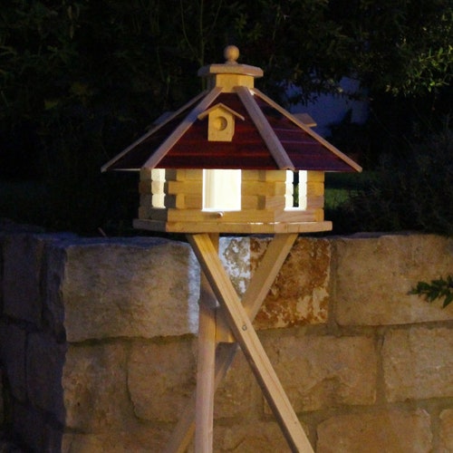 Large Birdhouse With Stand and Solar Lighting Type 24 Etsy