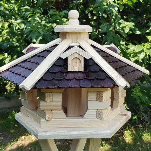 Birdhouse With Stand and Wooden Shingles Birdhouse Type 37 Etsy