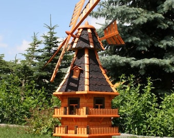 XXL Windmühle, Windmühlen, Windmill aus Holz mit Solarbeleuchtung Typ 14.1