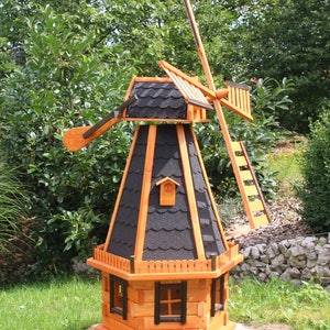 Moulin à vent de 1,45 m, moulins à vent, moulin à vent en bois avec éclairage solaire type 23.1 Noir