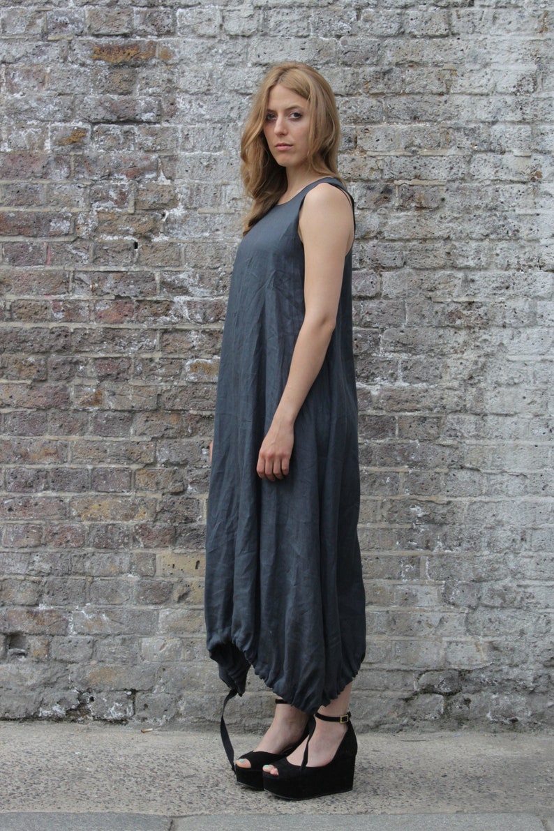 grey linen maxi dress