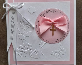 Personalised handmade Christening card, Baptism card