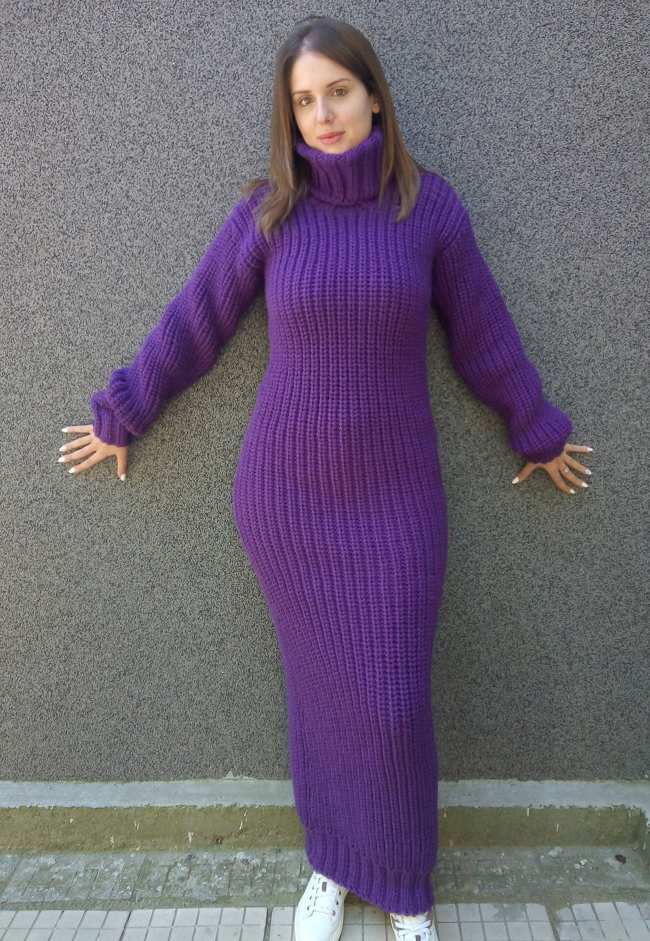 long knitted sweater dress
