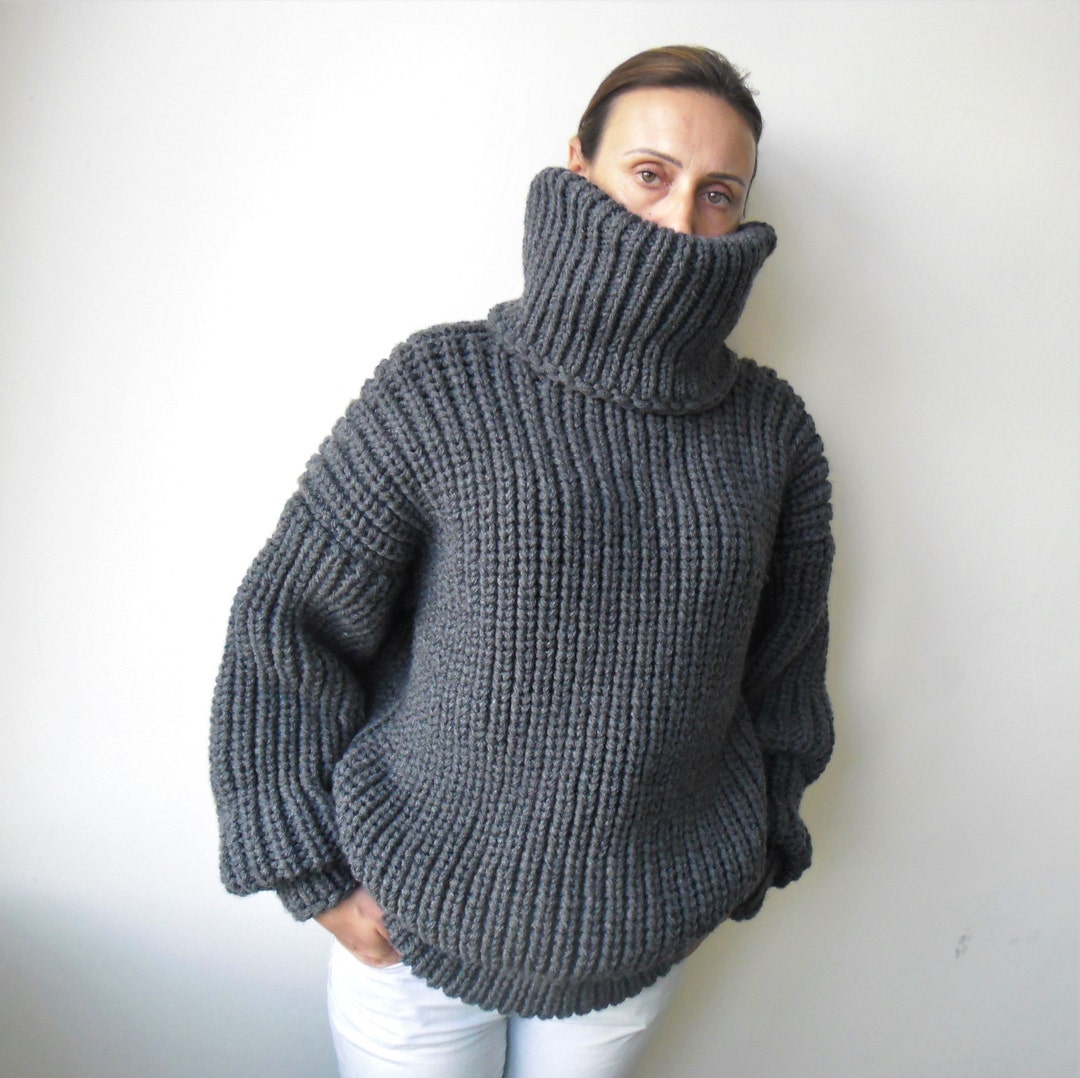 Made to Order Hand Knitted Mohair Gray Wool Sweater - Etsy