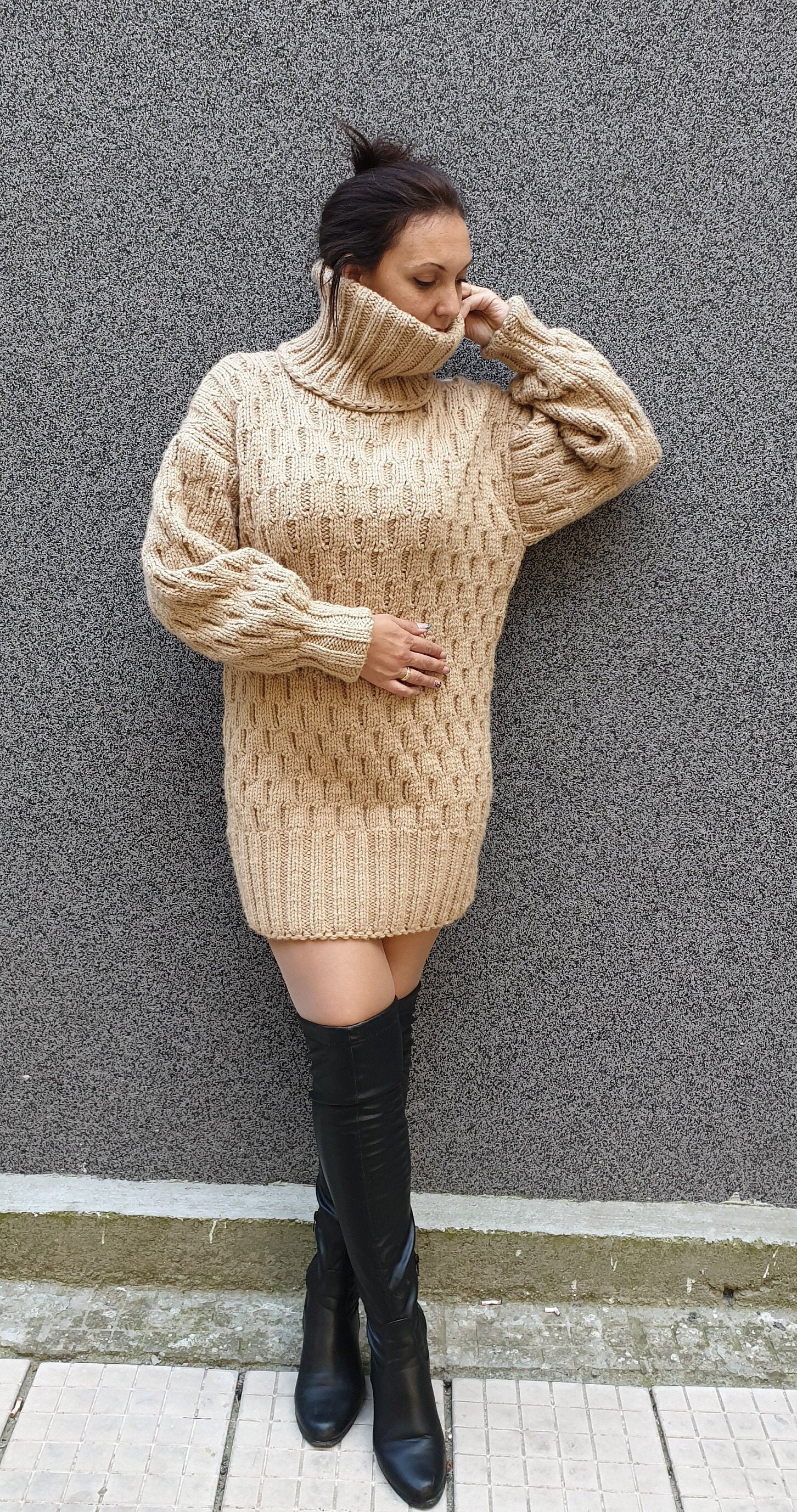 Beige Long Mohair Dresspulloversweater Jersey.hand Knitted - Etsy