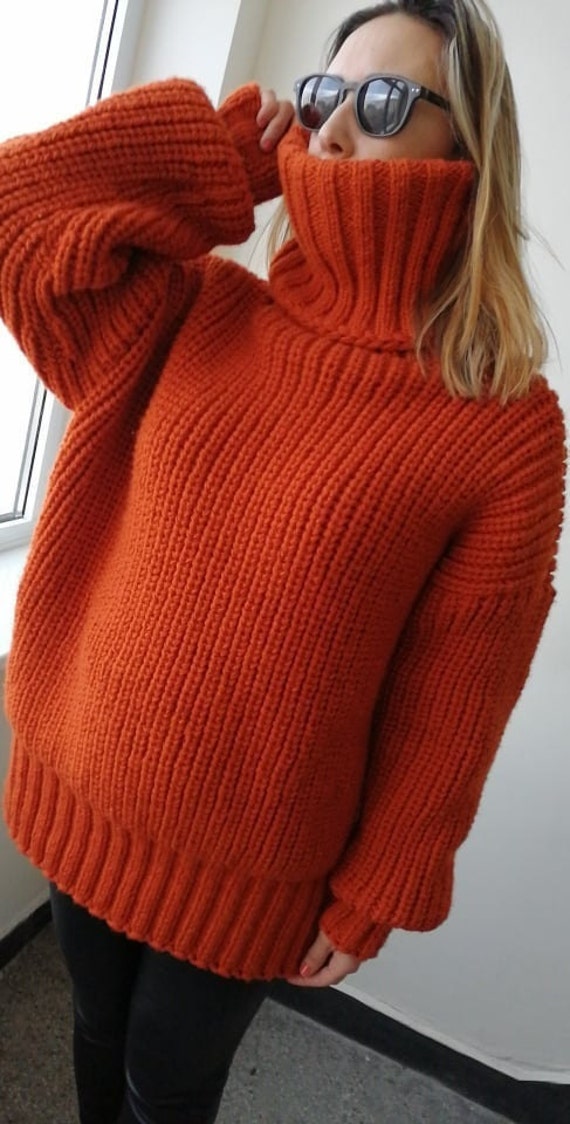 Orange Made-to-order Hand Knitted Unisex blouseWomen | Etsy