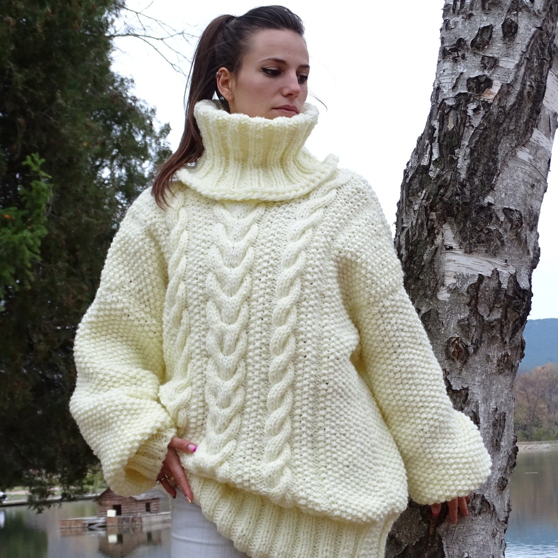 White Mohair Sweaterhand Knit Sweatercrewneck - Etsy