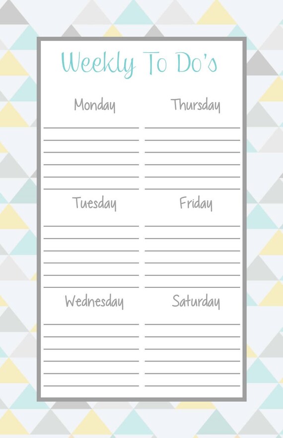 weekly to do list half sheet weekly sheet