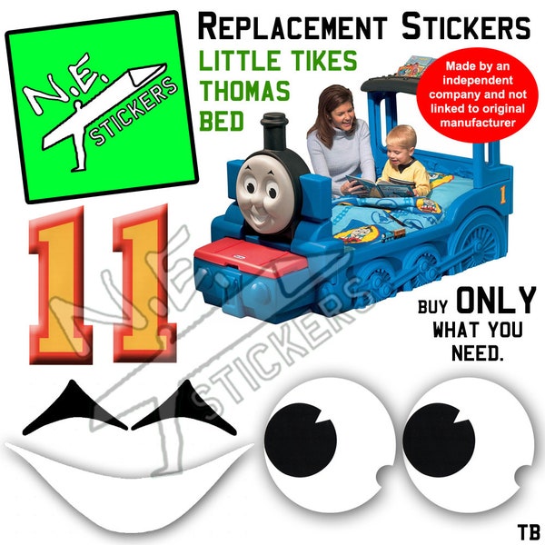 N.E.stickers Mouth, Eyes Brows, Number 1' stickers SIZED TO FIT Little Tikes Thomas The Tank Engine Bed Toddler Baby