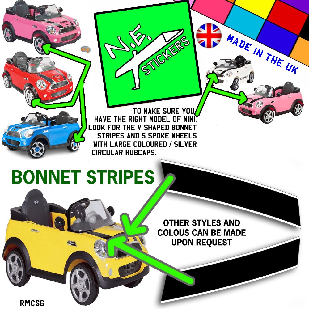 N.e.stickers New Decals Stickers SIZED TO FIT Kids Rollplay 6V Electric ...