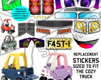 N.E.stickers new Decals Stickers SIZED TO FIT Little Tikes Cozy Truck Pick-up Ride-on Toy ute car