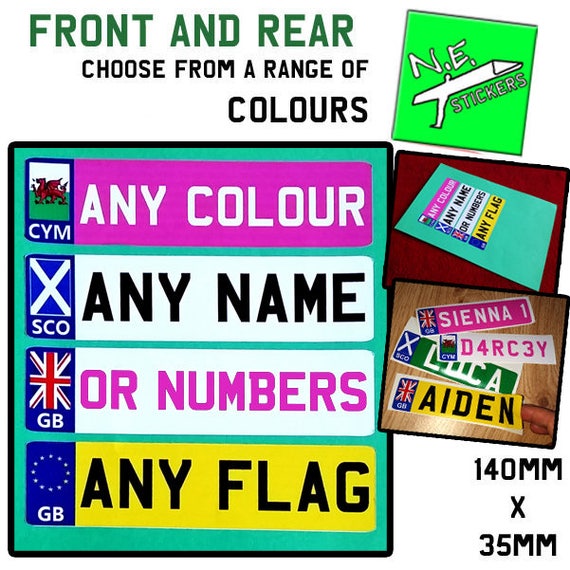 2x Kids Ride On Electric Car Custom Number Plate Sticker Pink vinyl 8" 
