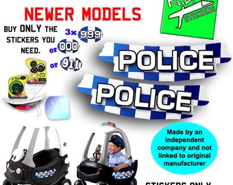 N.E.stickers new design decals sized TO FIT Little Tikes POLICE Cozy Coupe toy car ride-on cop car