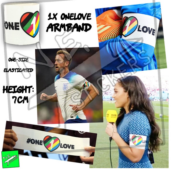White # One Love elasticated armband FIFA Football World Cup 2022 Qatar 1 heart LGBTQ+ pride