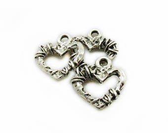 Lot 10 Pendentifs Coeur Bronze /" made with love /" 12mm x 10mm Breloques Charms