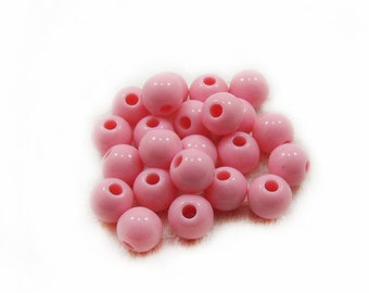 6mm Beads, 40pcs Beads, Pink Beads, Round Beads, Plastic Beads, Acrylic Beads,  Jewerly Making, DIY Beads