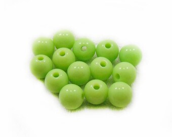 8mm Beads, Plastic Beads, 30pcs Beads, Acrylic Beads, Round Beads, Green Beads, Jewelry Making, DIY Beads