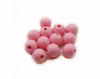 Pink Beads, 50pcs Beads, Plastic Beads, Acrylic Beads, 8mm Beads, Round Beads, Jewelry Making, Craft Supplies, DIY Beads