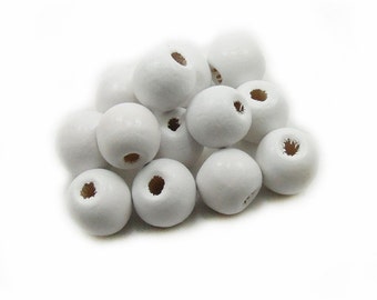 White Wood Beads, 12mm White Beads, 40pcs Wooden Beads, Round Beads, Spacer Beads, Wood Beads, Jewelry Beads, DIY Beads