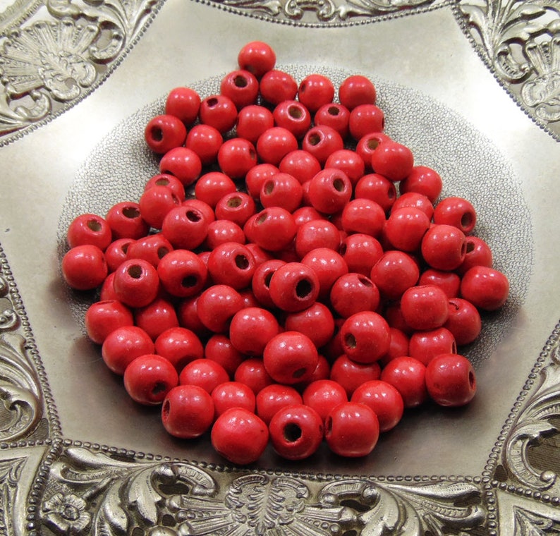 10mm Red Wooden Beads Wooden Beads Wood Beads Spacer Beads Etsy