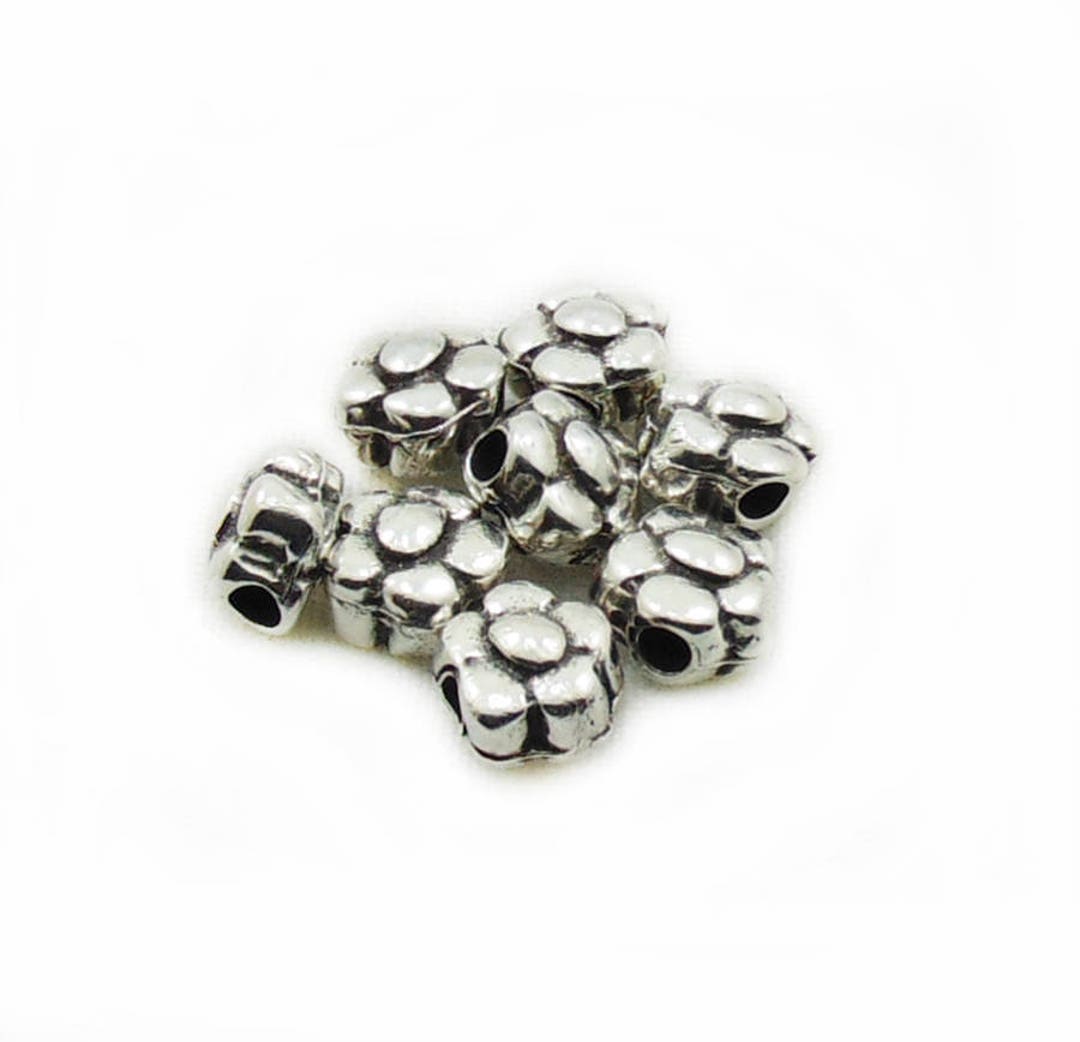 Metal Flower Beads 8x5mm Beads Antique Silver Beads Metal Etsy