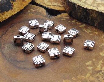 6mm Beads, 50 pcs Beads, Square Beads, Spacer Beads, Antique Silver Beads, Metal Beads, DIY Spacer Beads, Jewelry Making