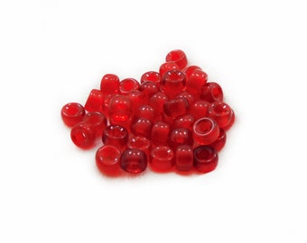 Glass Beads, Rondelle Beads, Red Beads, 20pcs Beads, Jewelry Making, DIY Beads