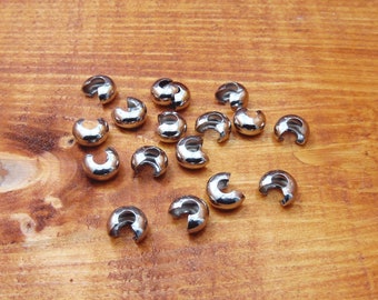 Perles à sertir de 6 mm, perles de sertissage en argent antiques, couverture de perles de sertissage, perles à sertir 20 pcs, perles de sertissage, fabrication de bijoux, fournitures de bijoux de bricolage