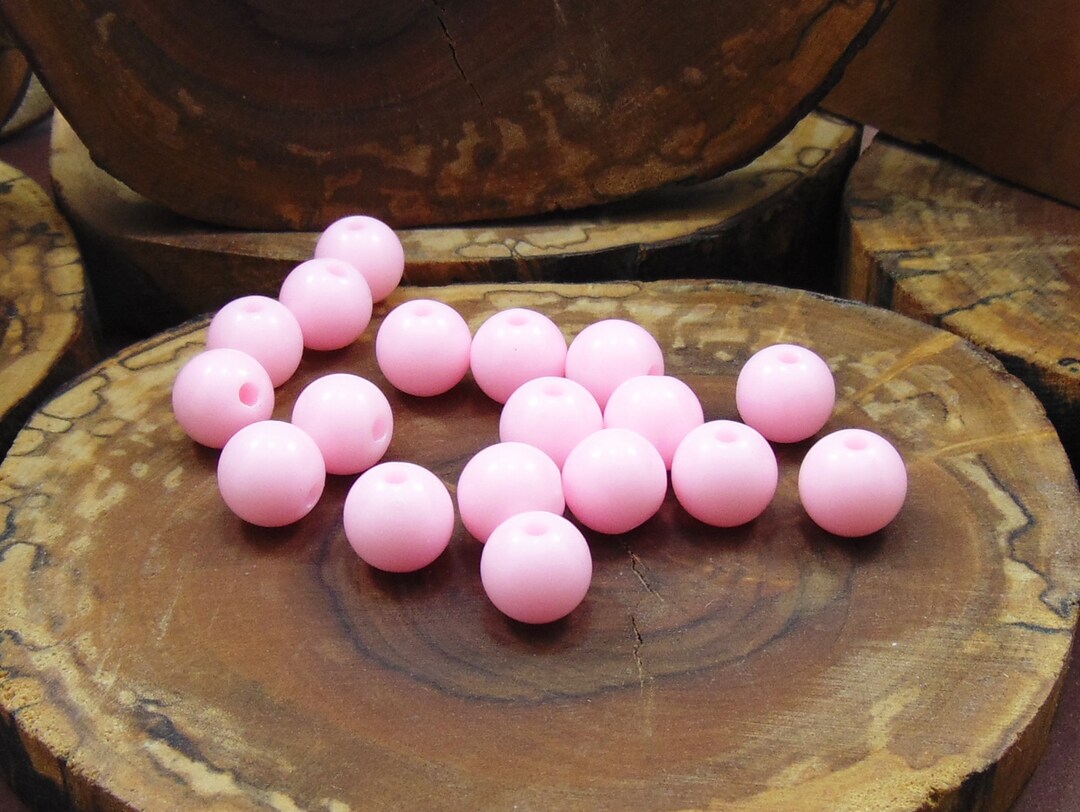 8mm Beads, Pink Beads, 60pcs Beads, Plastic Beads, Acrylic Beads, Round